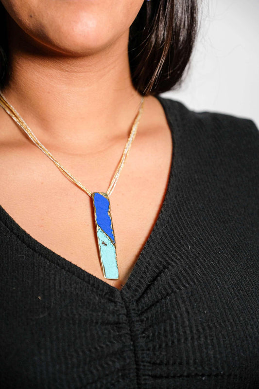Strata Pendant Necklace in gold-plated bronze with sculptural design