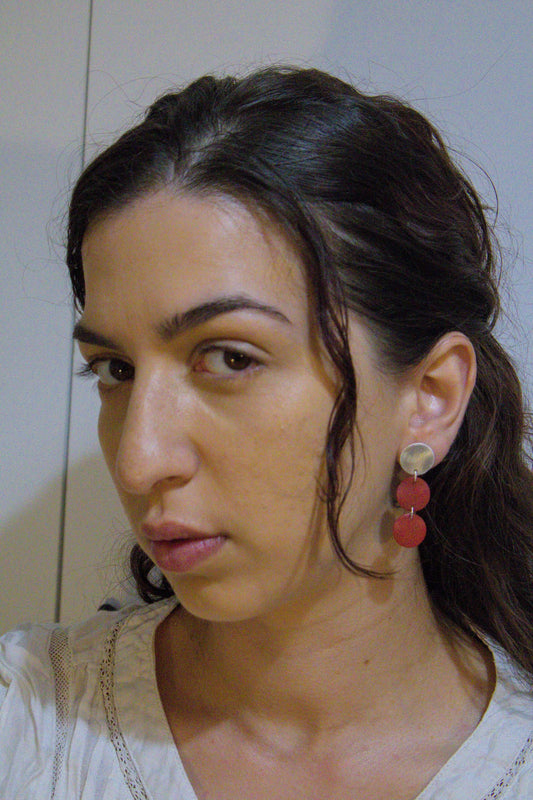 Triple Motion Earrings in sterling silver with geometric design