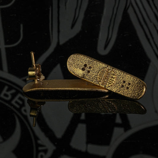 Skateboard Stud Earrings in gold or silver plated metal with minimalist design