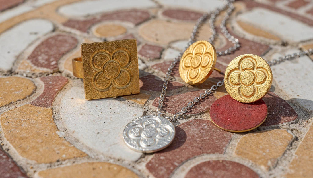 Barcelona Panot flower pavement and jewelry inspired by the city icon