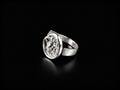 925 sterling silver oval druzy-style ring, side view with wide band