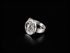 925 sterling silver oval druzy-style ring, side view with wide band