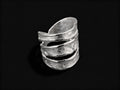 925 sterling silver ring with layered hammered bands, wide open band look