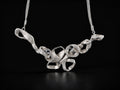Silver coral-style pendant necklace with thin chain and openwork center links
