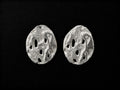 925 sterling silver earrings, hammered oval studs with abstract cutout openings