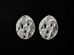 925 sterling silver earrings, hammered oval studs with abstract cutout openings