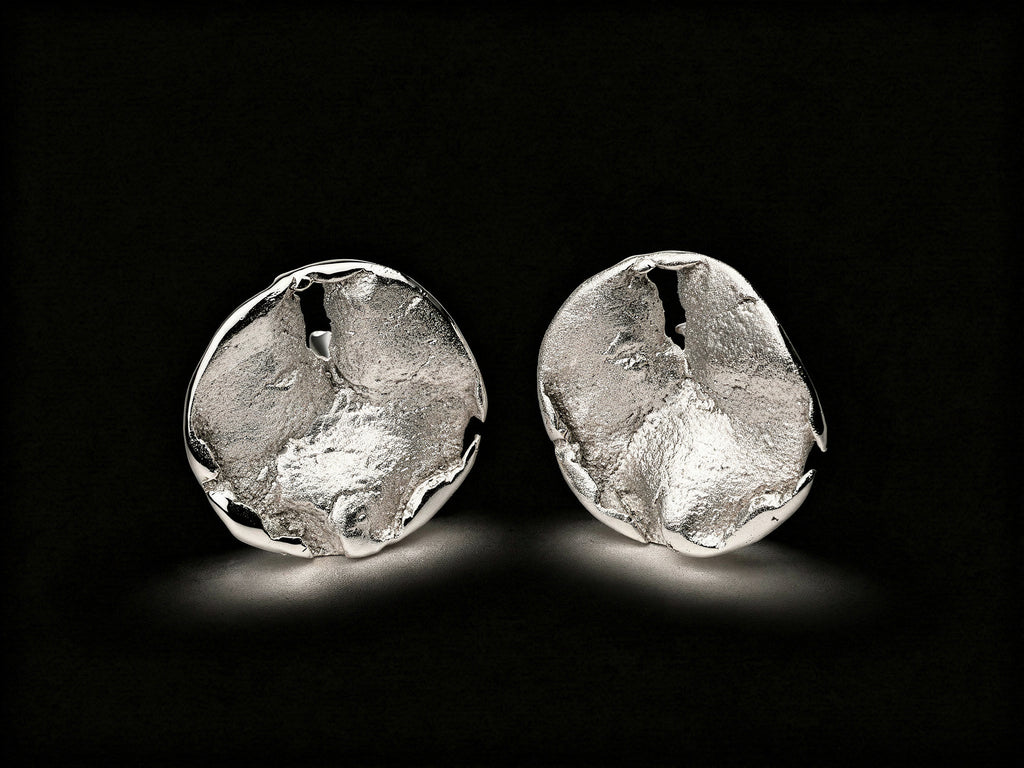 925 sterling silver stud earrings with round textured coin faces