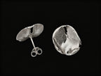 925 sterling silver stud earrings, round textured discs with post and butterfly back