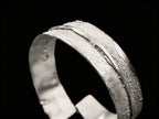 925 sterling silver bracelet close-up of textured inlaid stripe across cuff