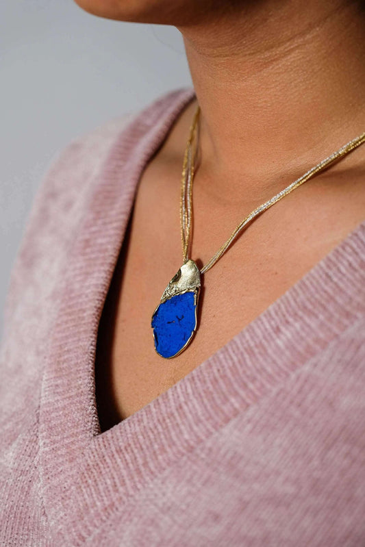 Nature Leaf Necklace in gold-plated bronze with sculptural design