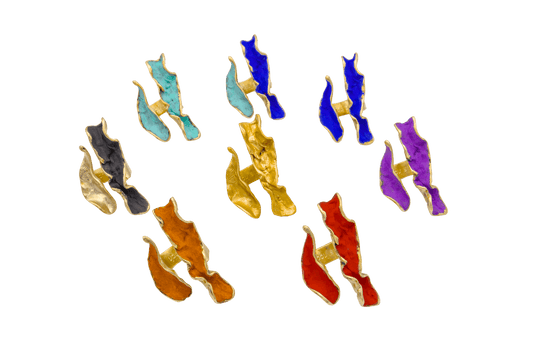 Different Waves Ring in gold-plated bronze with sculptural design