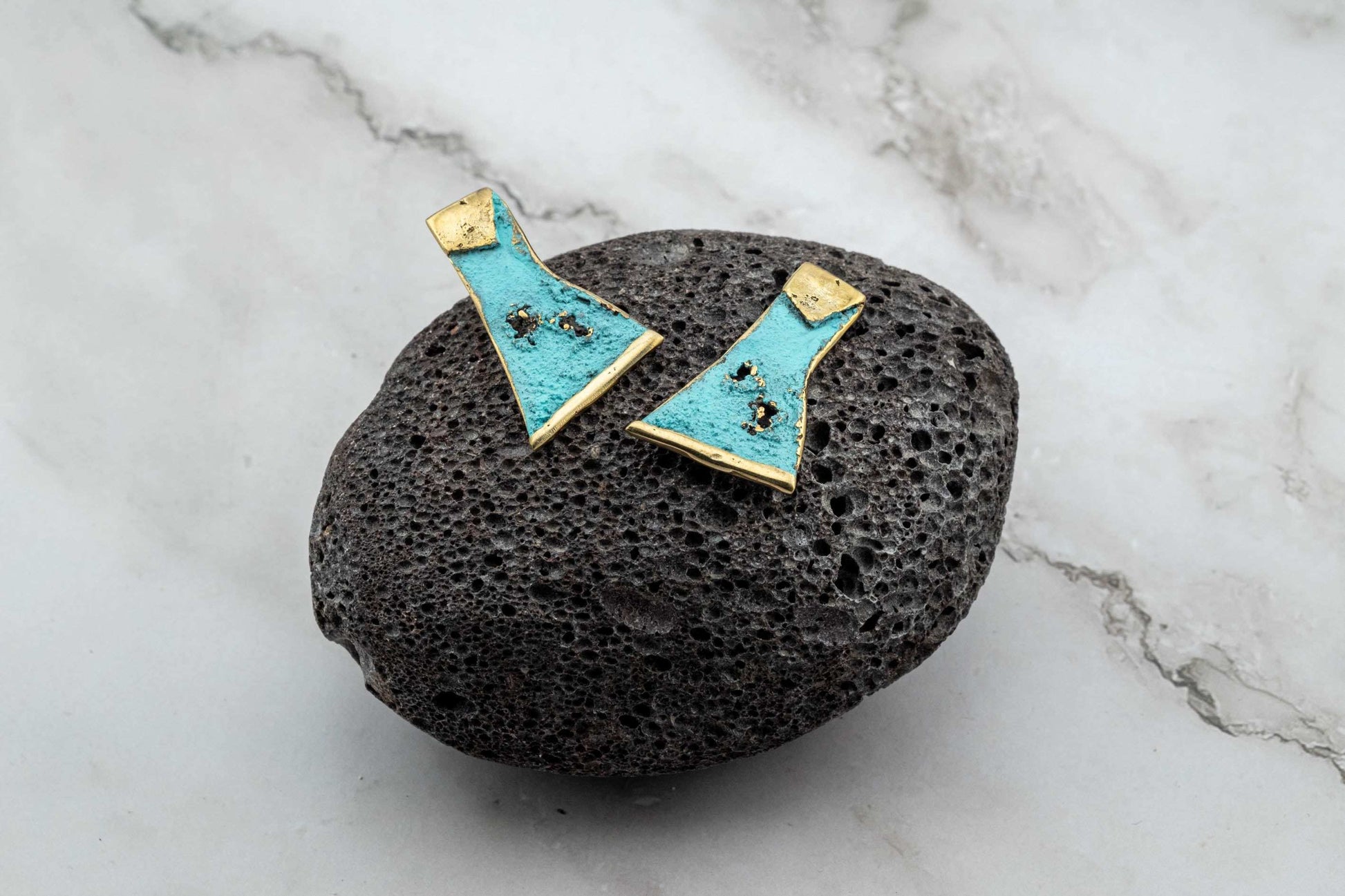 Fragments of Sunset Earrings side view with sculptural profile