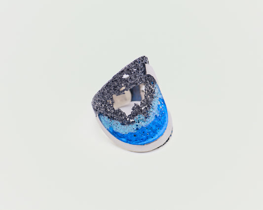 Ocean Ember Ring in sterling silver with sculptural design