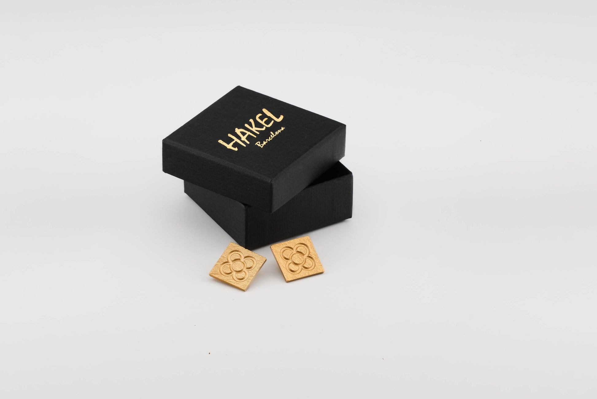 Square Catalan Panot Flower Earrings handcrafted in Barcelona