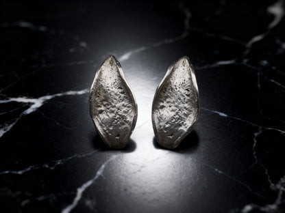 Silver Echo Earrings detail showing artisanal texture