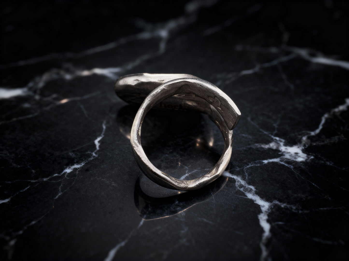 Silver Echo Ring detail showing artisanal texture