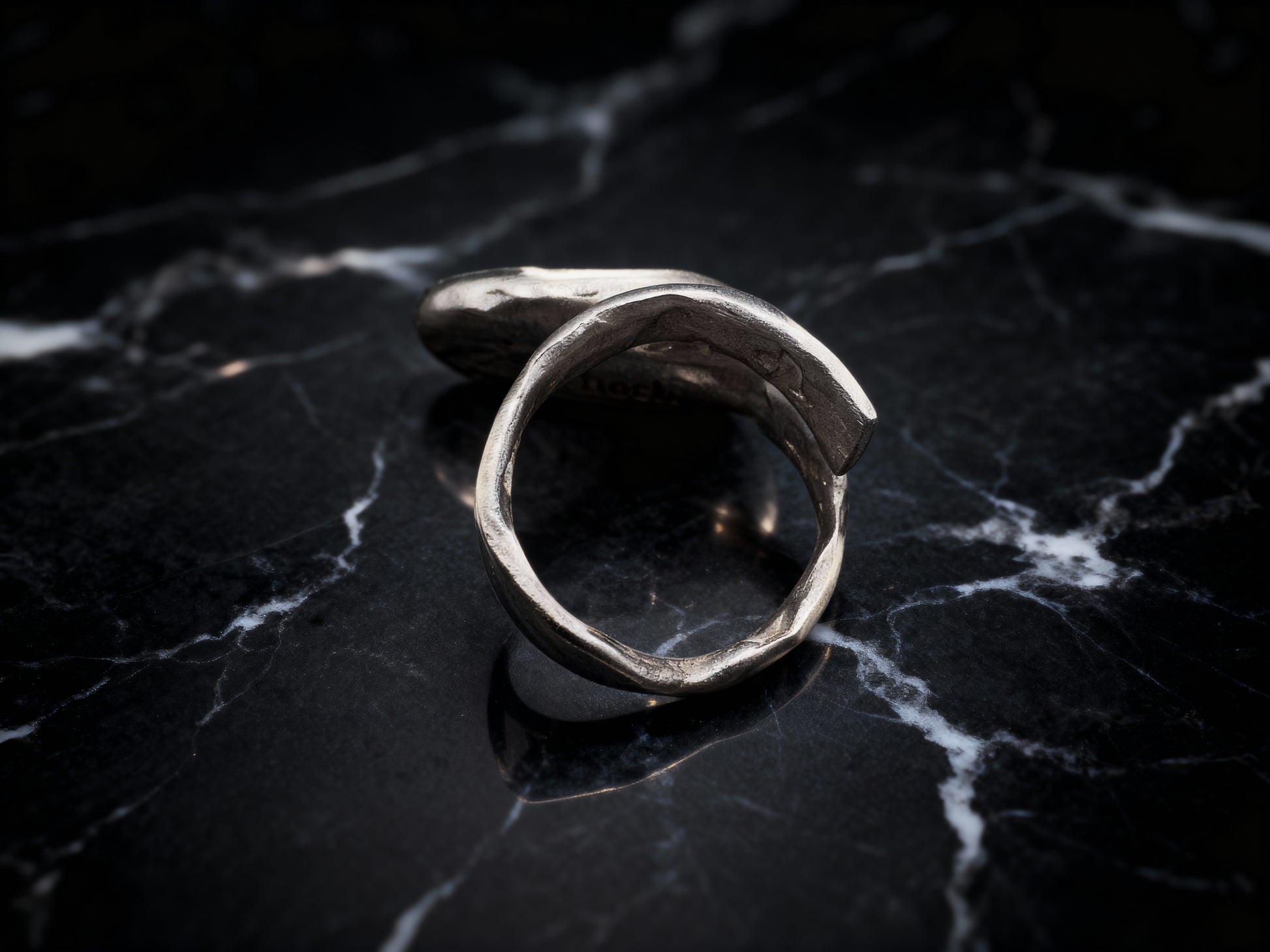 Silver Echo Ring detail showing artisanal texture