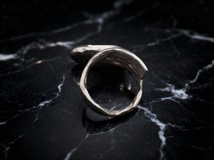 Silver Echo Ring detail showing artisanal texture