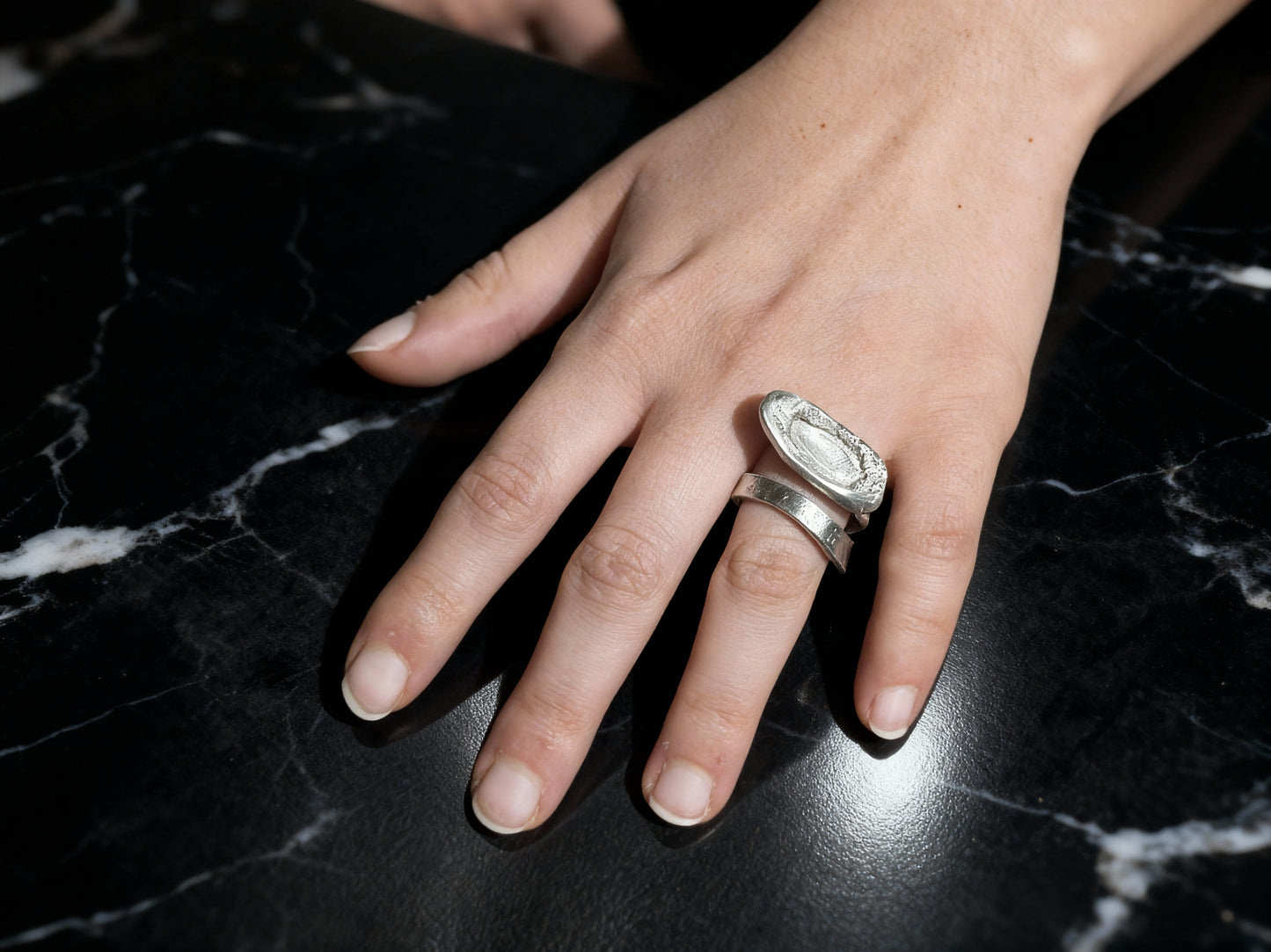 Silver Echo Ring in sterling silver with sculptural design