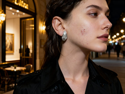 Silver Echo Earrings in sterling silver with sculptural design