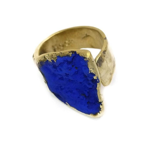Horizon Square Ring in gold-plated bronze with sculptural design