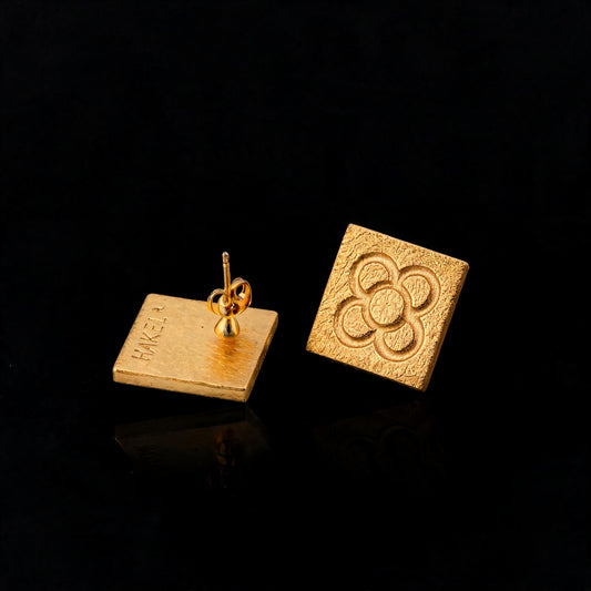 Square Catalan Panot Flower Earrings