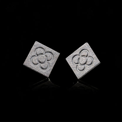 Boucles d'oreilles carrées à fleurs catalanes Panot