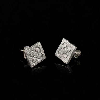 Boucles d'oreilles carrées à fleurs catalanes Panot