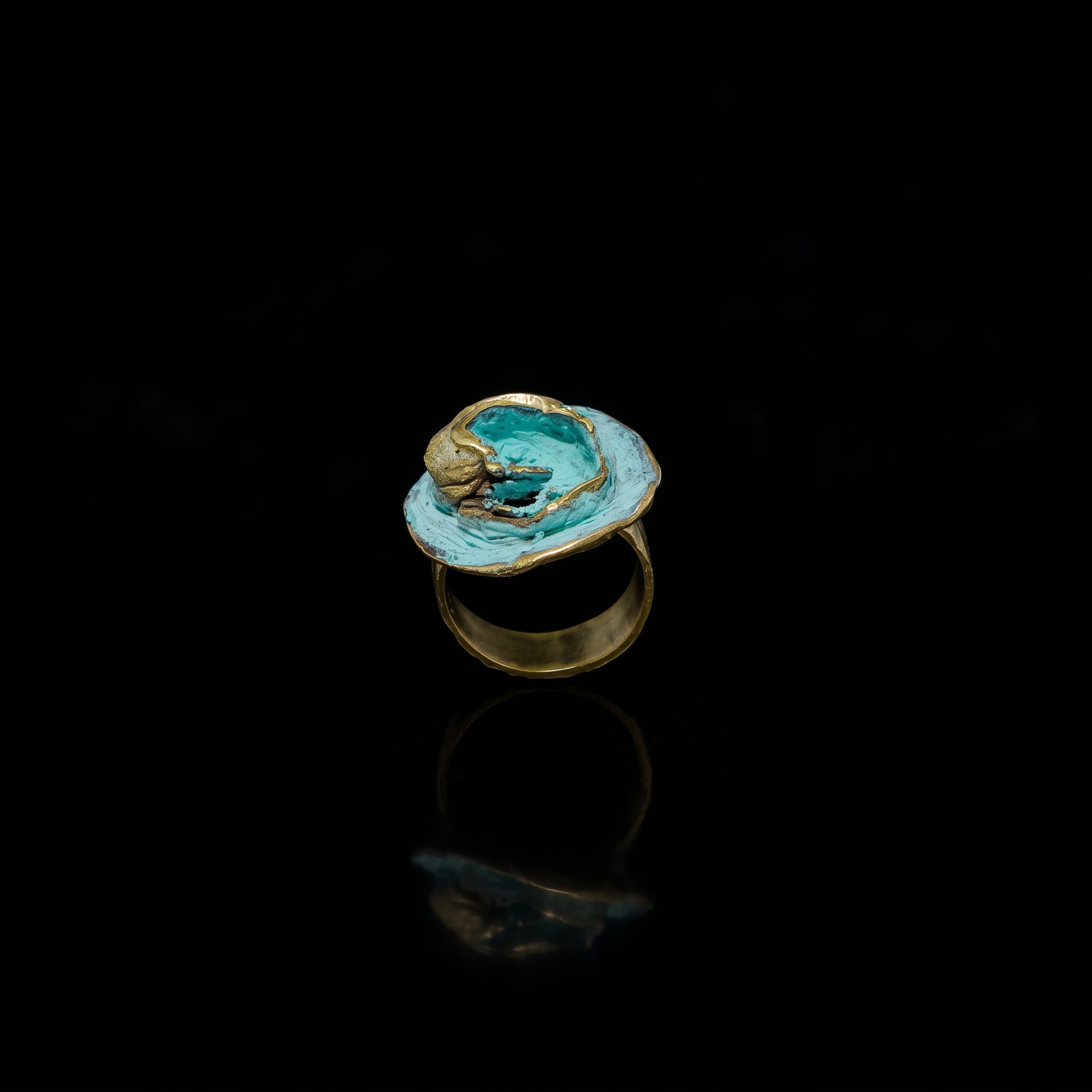 Ona Viva Ring with gold-tone bezel and turquoise resin oval center