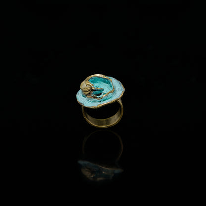 Ona Viva Ring with gold-tone bezel and turquoise resin oval center