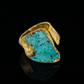 Horizon square ring with turquoise stone in gold-toned metal