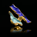 Anell Different Waves amb esmalt blau i turquesa i vores daurades