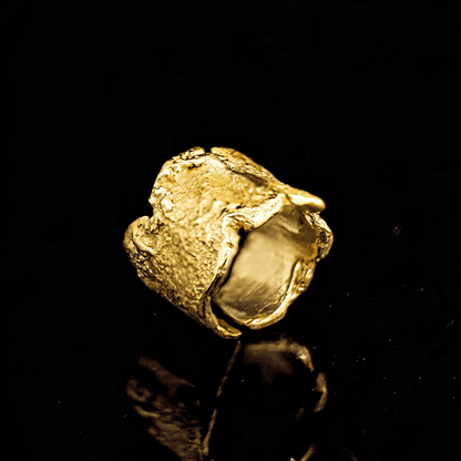 18K Terra Viva ring with textured gold nugget band and bold organic openwork